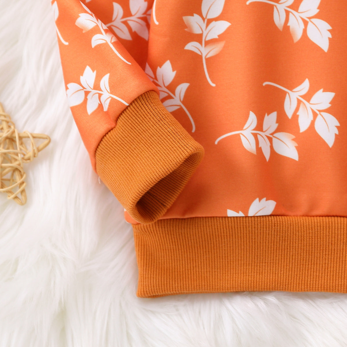 Winter Floral Print Ruffle Long-Sleeve Sweatshirt