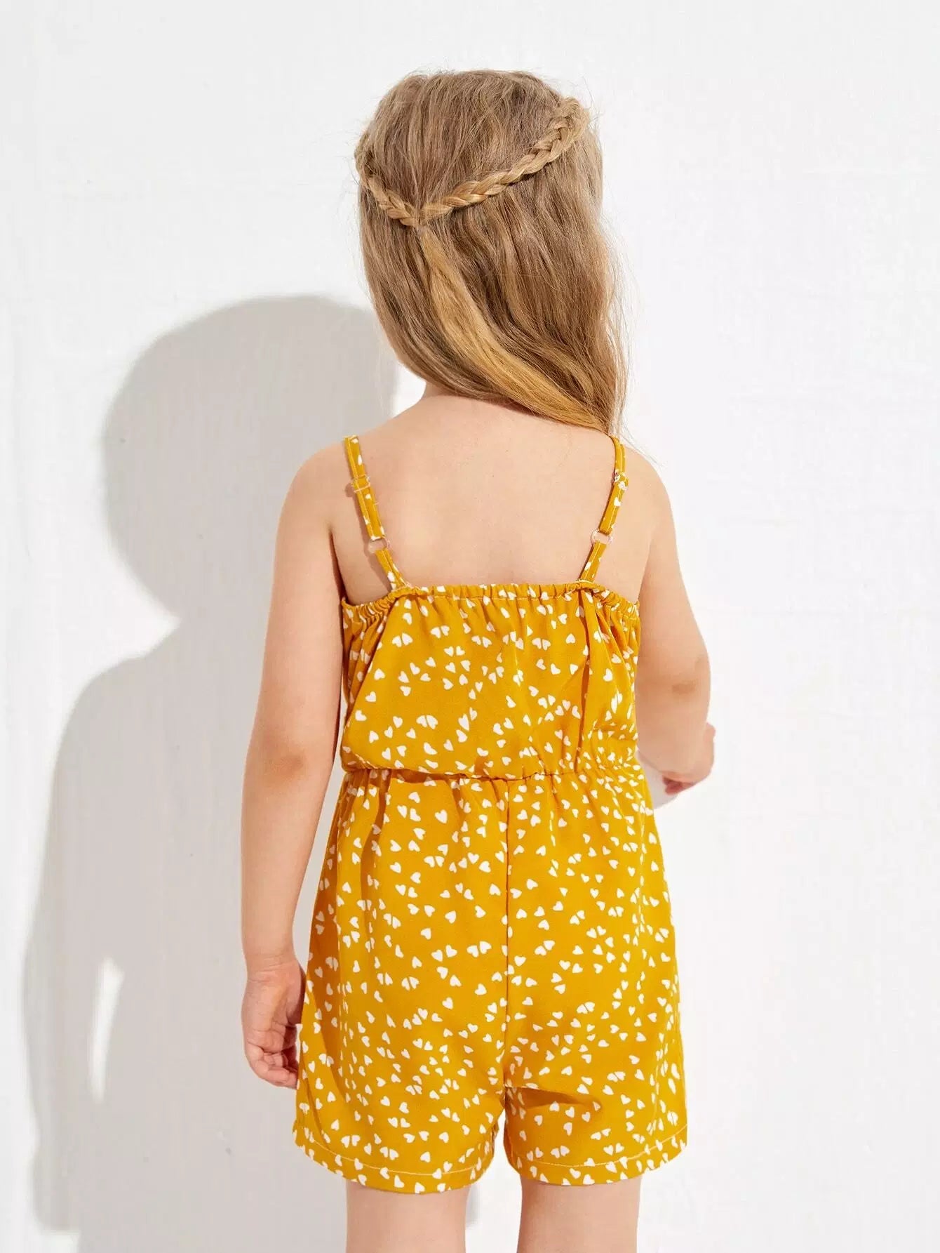 Toddler Girls All Over Heart Print Surplice Front Cami Romper