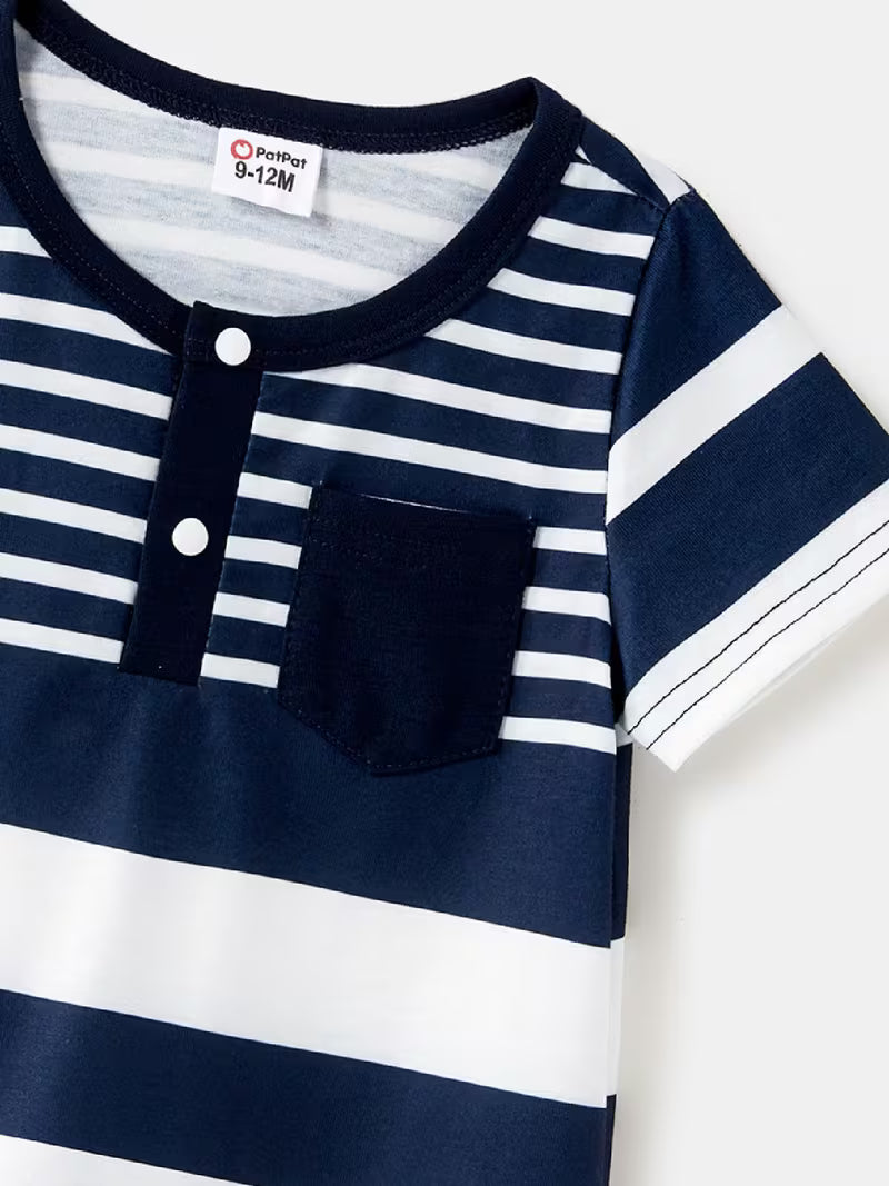 Striped Short Sleeve romper