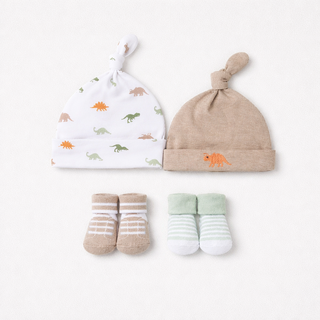 bebe favour 4-piece Caps and Socks "Dinosaur"(042Lh)