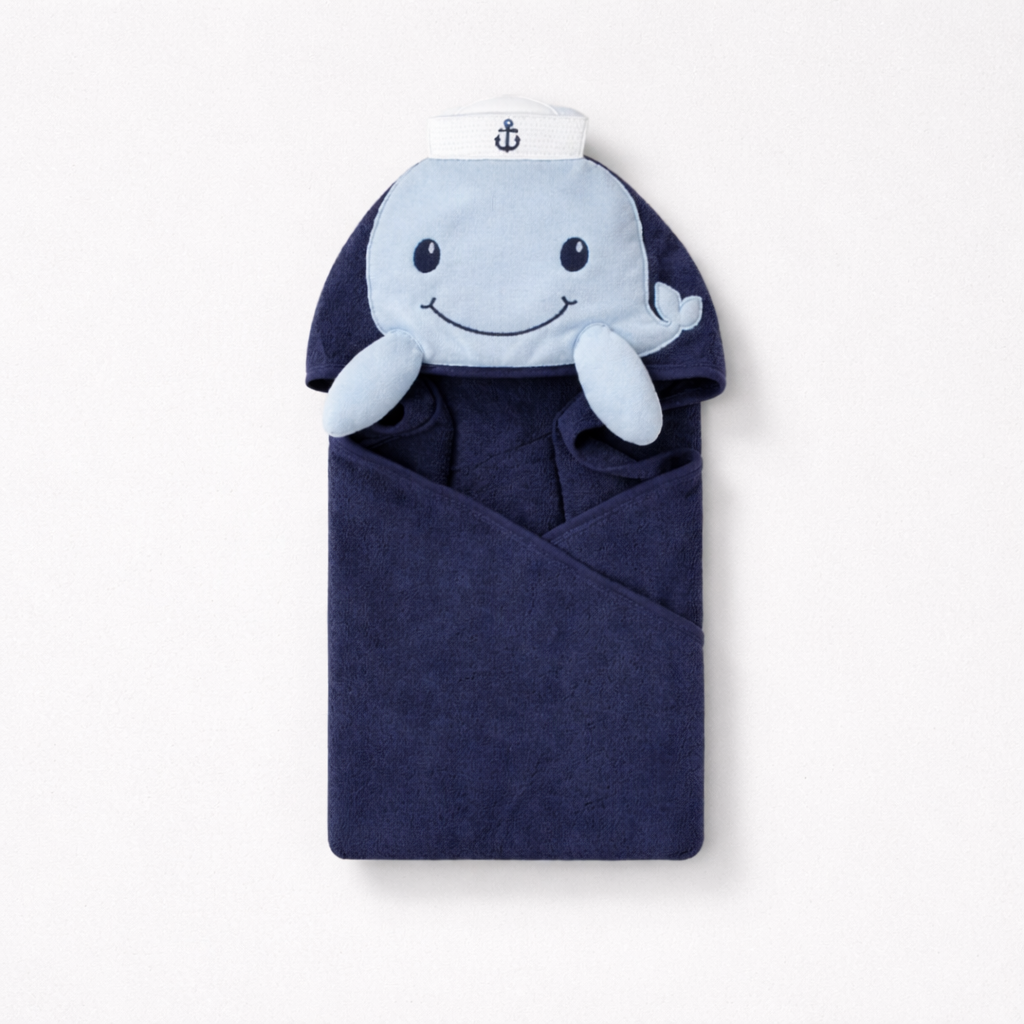 Hudson Baby: Hooded towel "Whale design"(042Lh)