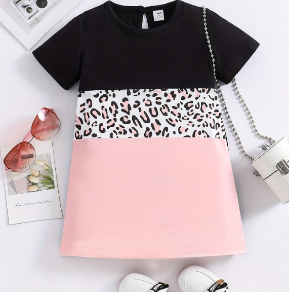 baby girls casual cute block leopard graphic Shirt