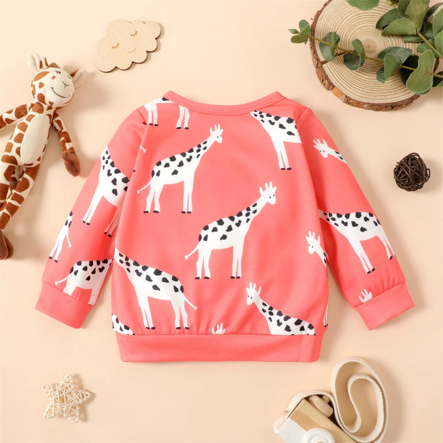 Winter Giraffe Print Long sleeve Sweatshirt