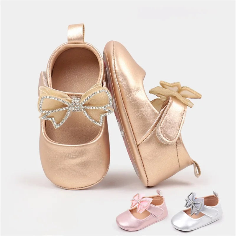 Adorable Baby Shoes with Sparkly Butterfly Soft and Comfortable white -H