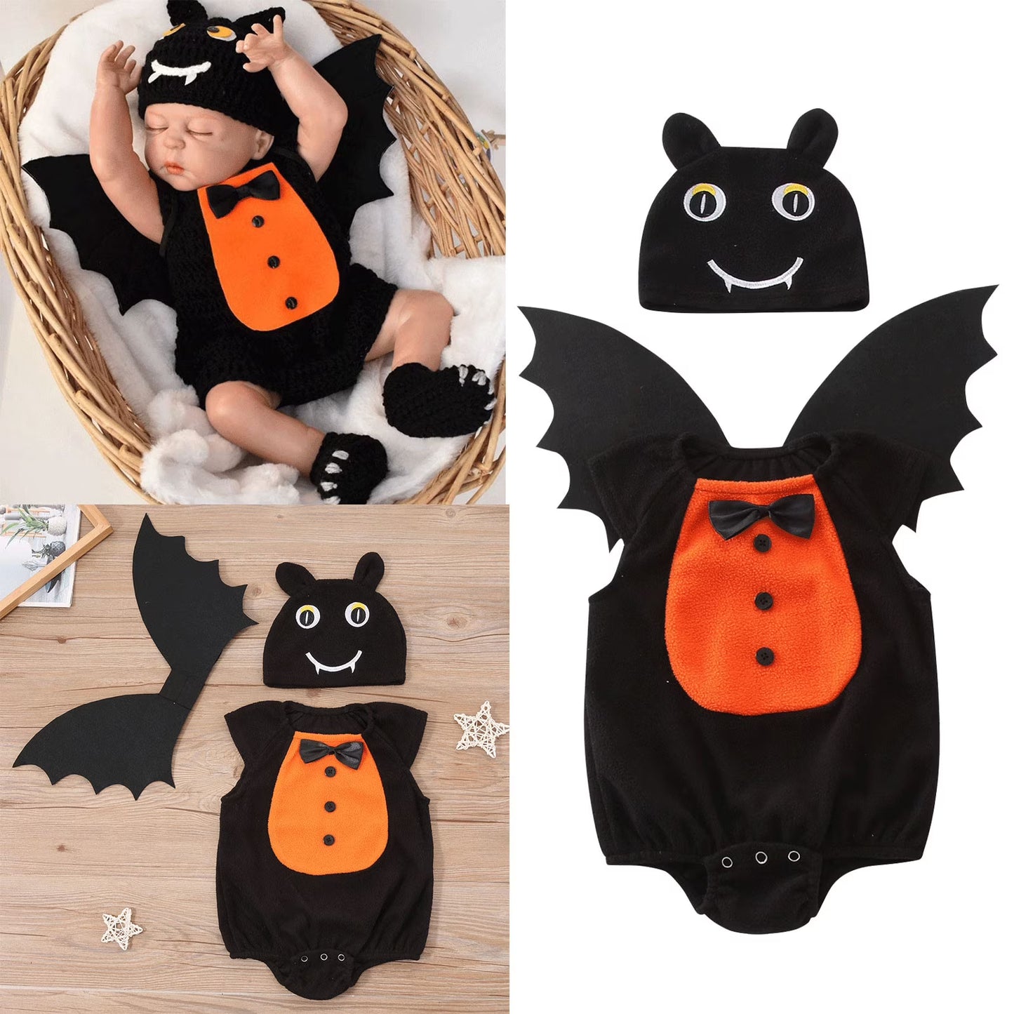 Baby Bat Romper Costume with Hat & Wings