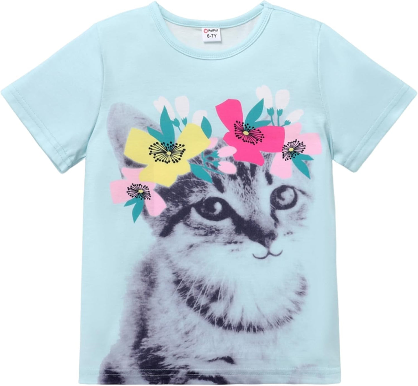 Cat Floral Graphic Kids T-Shirt