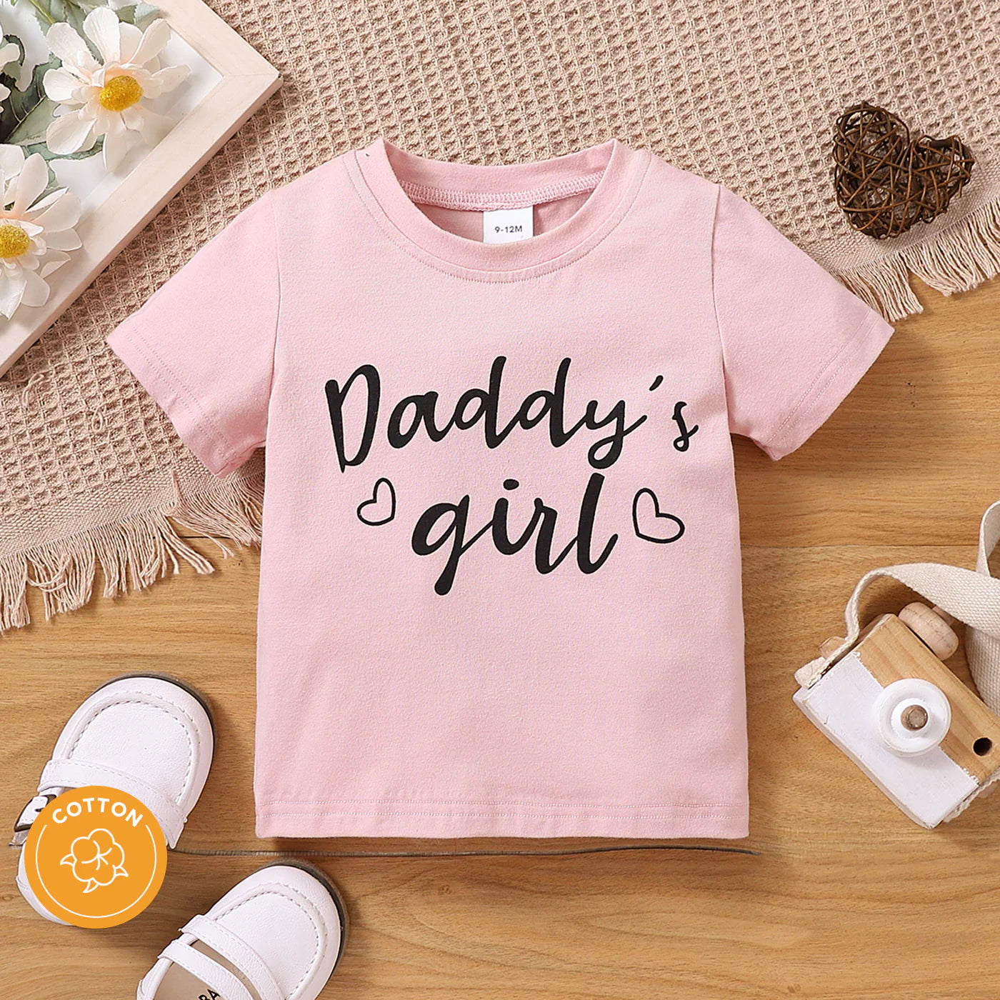 Baby Letter print Casual tee Pink