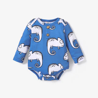 Printed Baby All Over Animal Long sleeve Romper