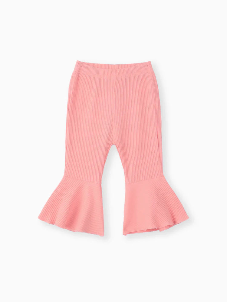 Baby Girl Solid Basic Ribbed Pants Pink