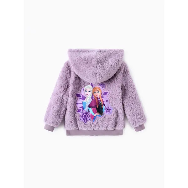 Disney Frozen Elsa & Anna Toddler Girl Coat: Purple Plush Hooded