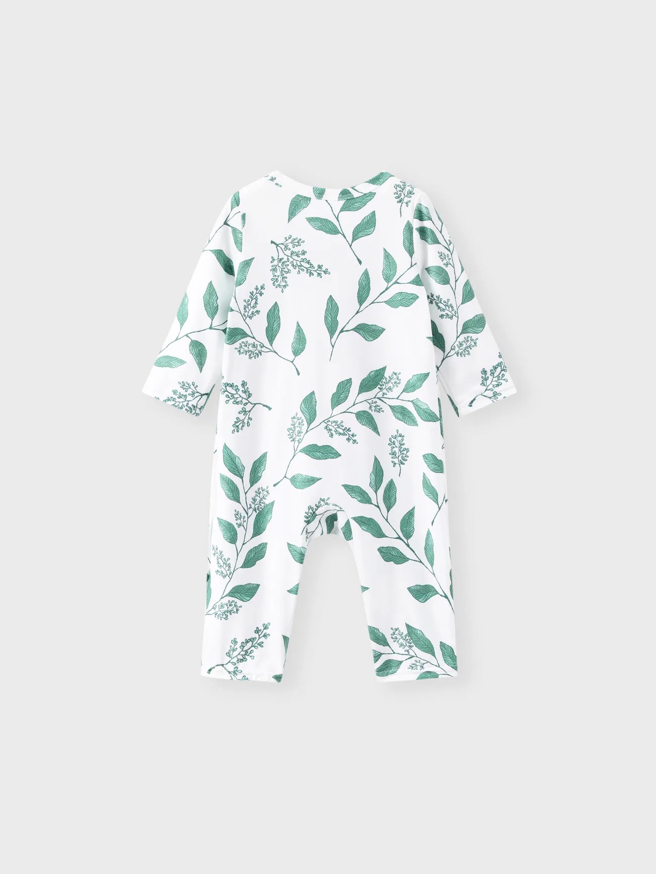 Leaves Print Baby Girl All Over Long-sleeve Snap-up Jumpsuit
