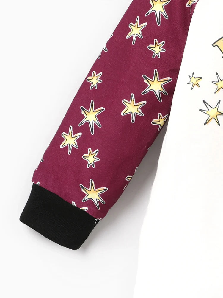 Harry Potter with Letter & Character Print (Flame resistant) Burgundy Romper