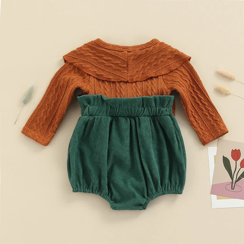 Winter Baby Girl Rompers Long Sleeve Cape Collar Bow