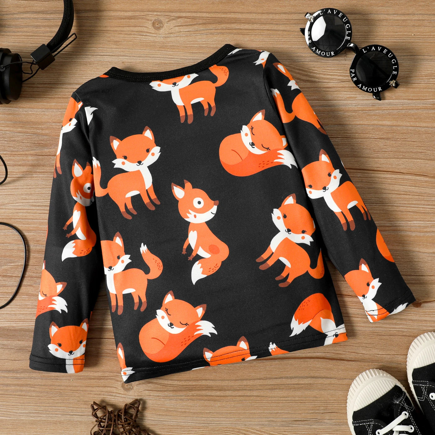 Boy Fox Print Long-sleeve Tee