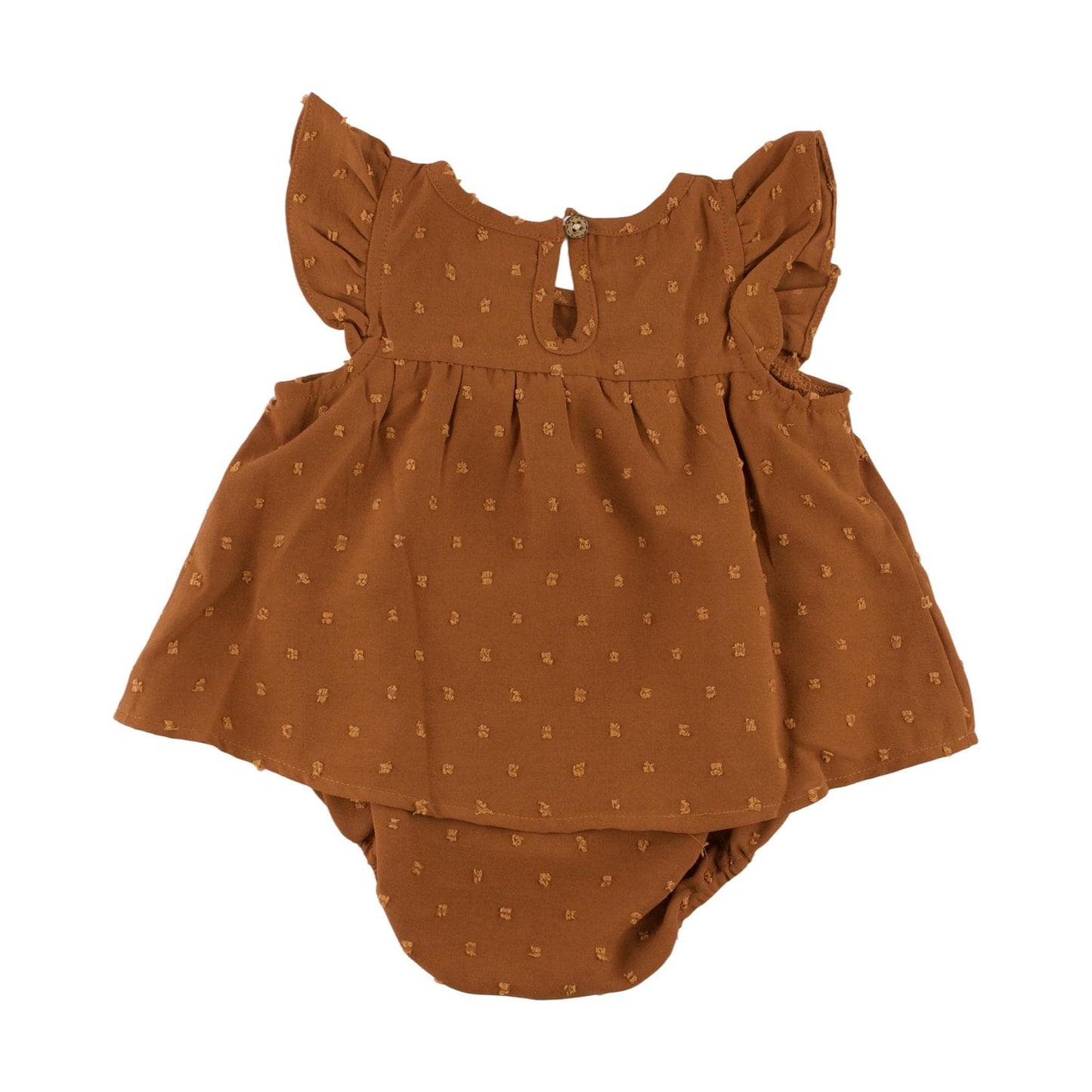 Flutter-sleeve Dress Brown