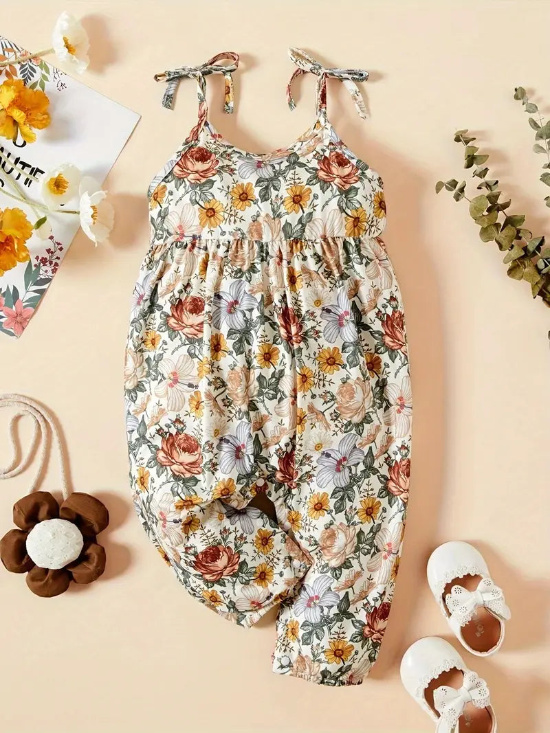 Floral Tie-Strap Baby Romper