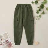 Cargo Pants with Pocket Cotton Solid Sweatpants