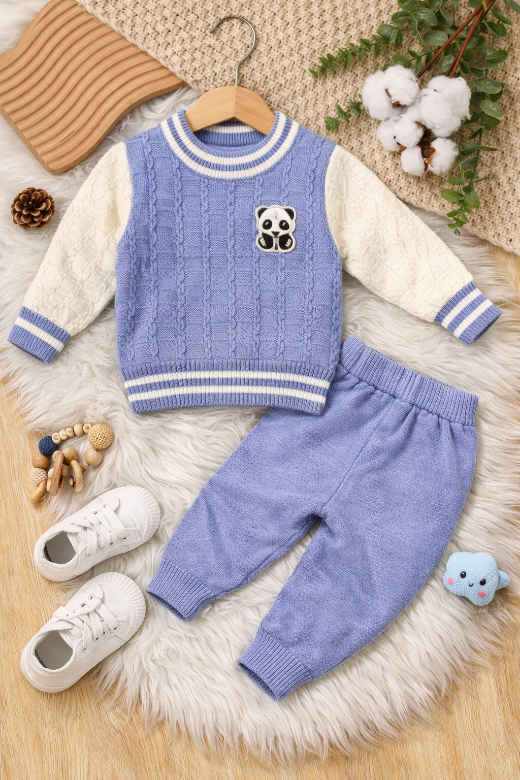 Winter Warm Quilted Baby Sweater & Pants Set