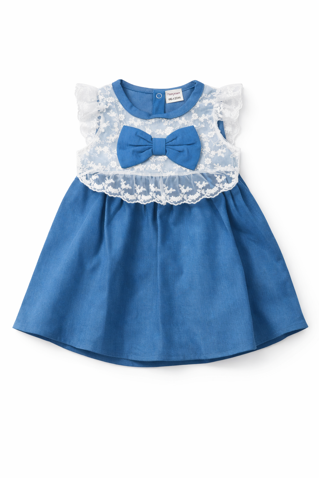 Baby Girl Cute Flutter Sleeve lace dress denim style