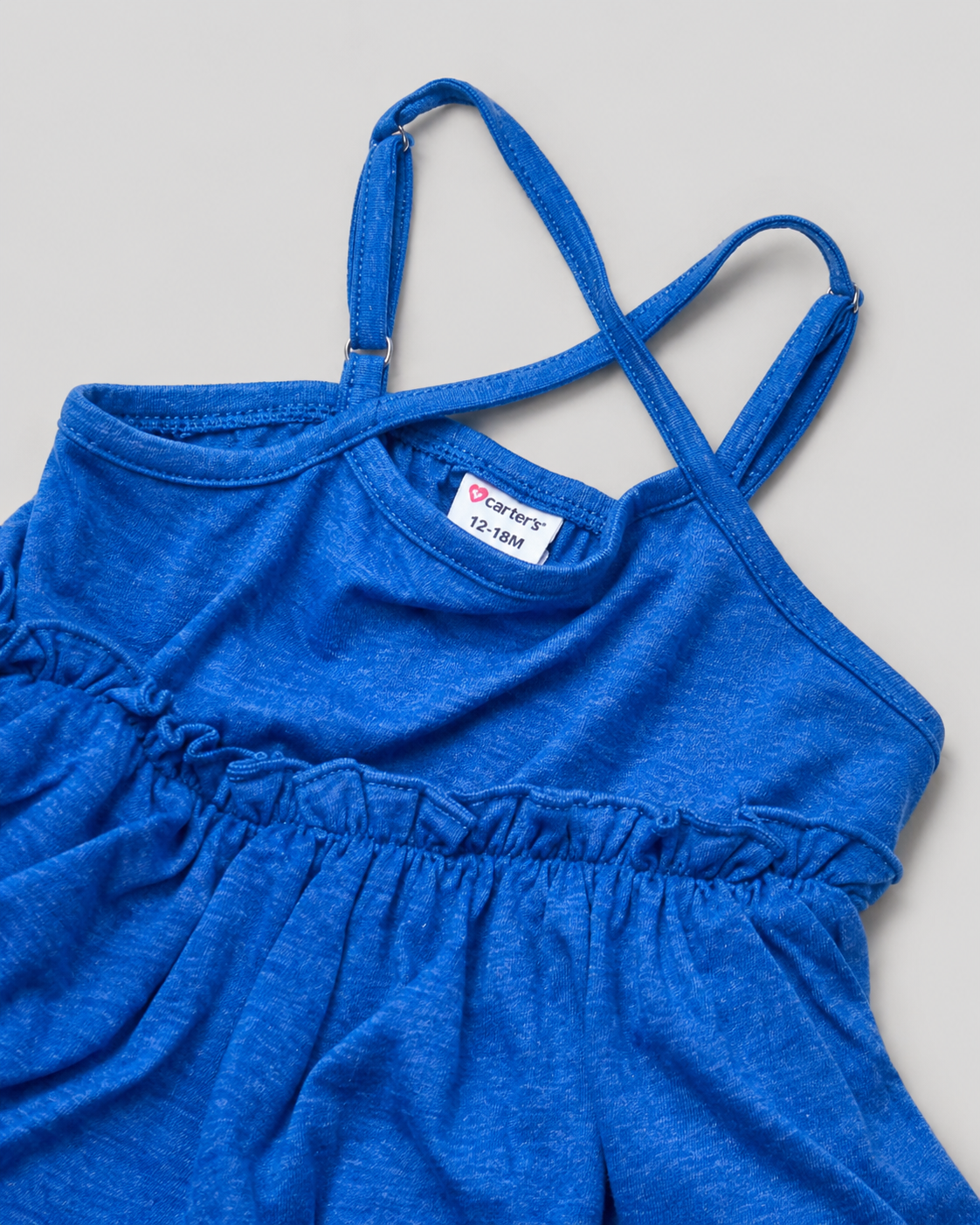 Baby Girl Strappy Romper Dress with Ruffle Detail