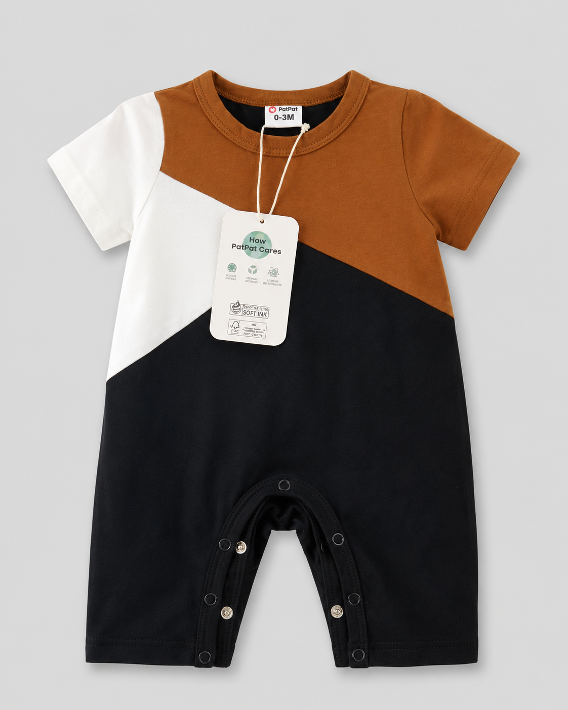 Baby Boy Color Block Short Sleeve Romper Jumpsuit