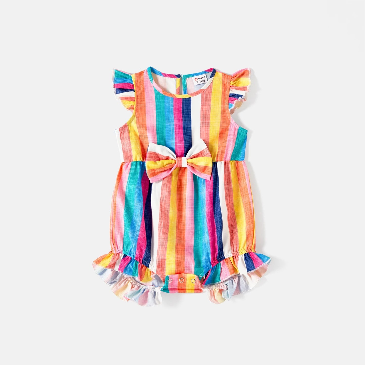 Colorful Striped Sleeveless Belted Romper