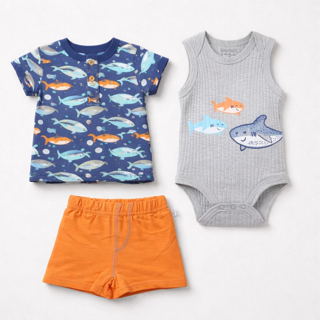Baby Boy Shark 3 Pcs Suit Set 042LH