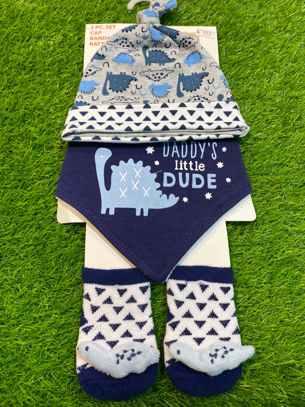 Baby Cap, Bib & Sock 6-9M 3 Pcs Set