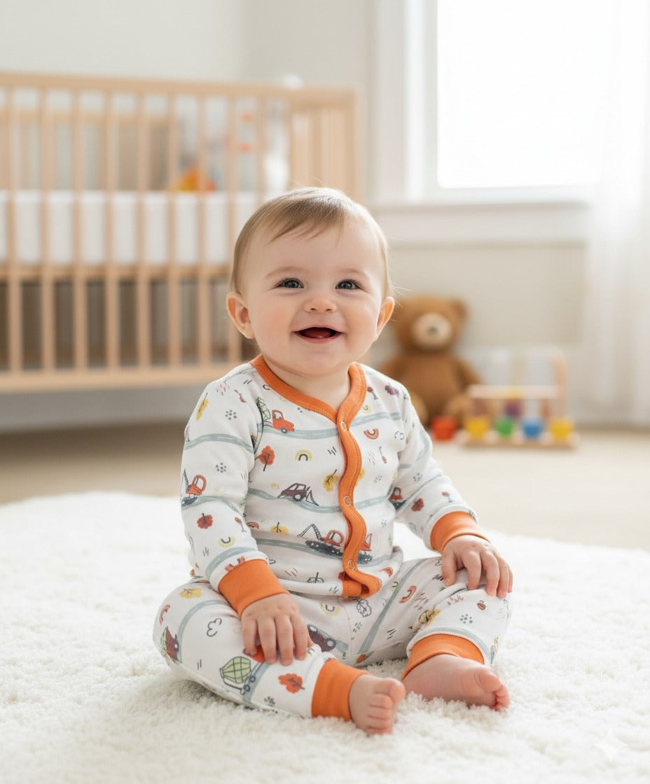 Kids Fleece 2Piece Vehicle Orange Suit -S