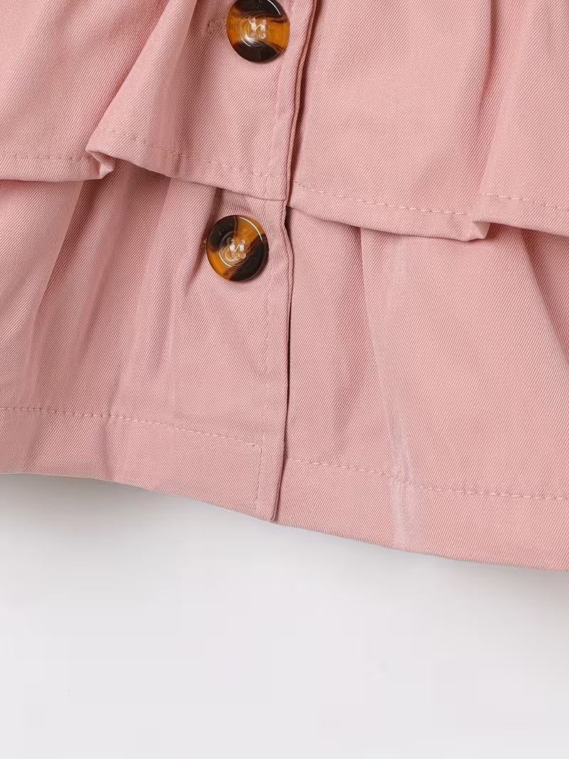 Adorable autumn/winter jacket for little girls: cute long-sleeved button-up coat with layered ruffle trim!