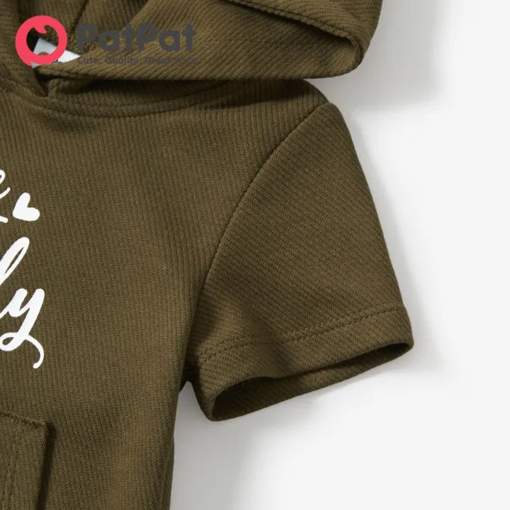 Baby Army Green Pullover Hoodie Tank Romper