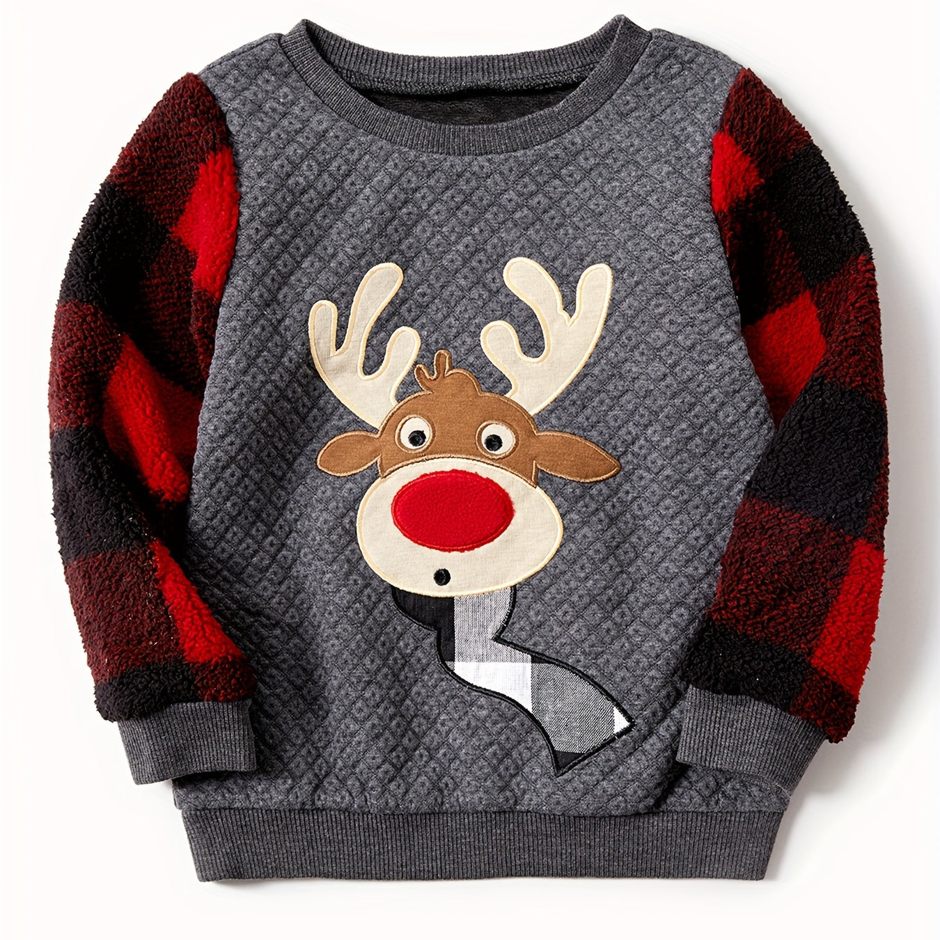 Reindeer Sweatshirts Fluffy Sherpa Fleece Long Sleeves Top