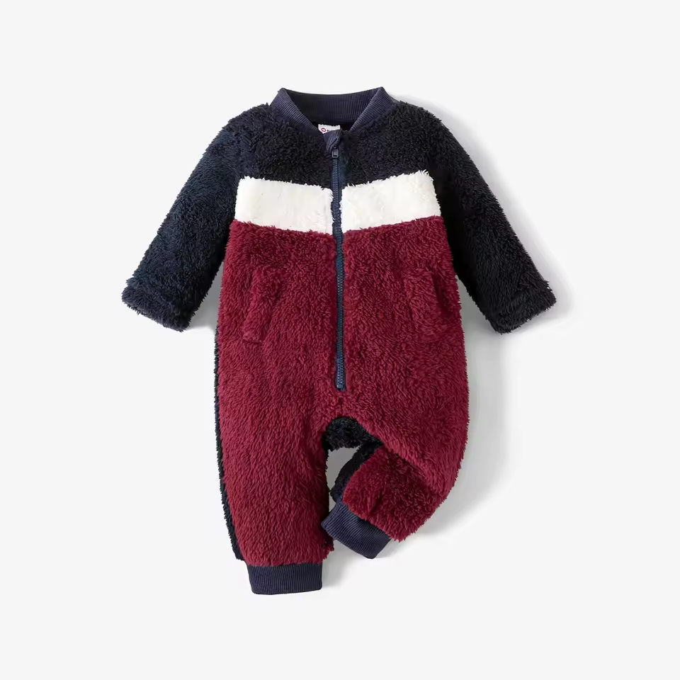 Baby Boy Solid Zipper Design Casual Jumpsuit Soft and Comfortable Perfect for Outings and Daily Wear Basic Style