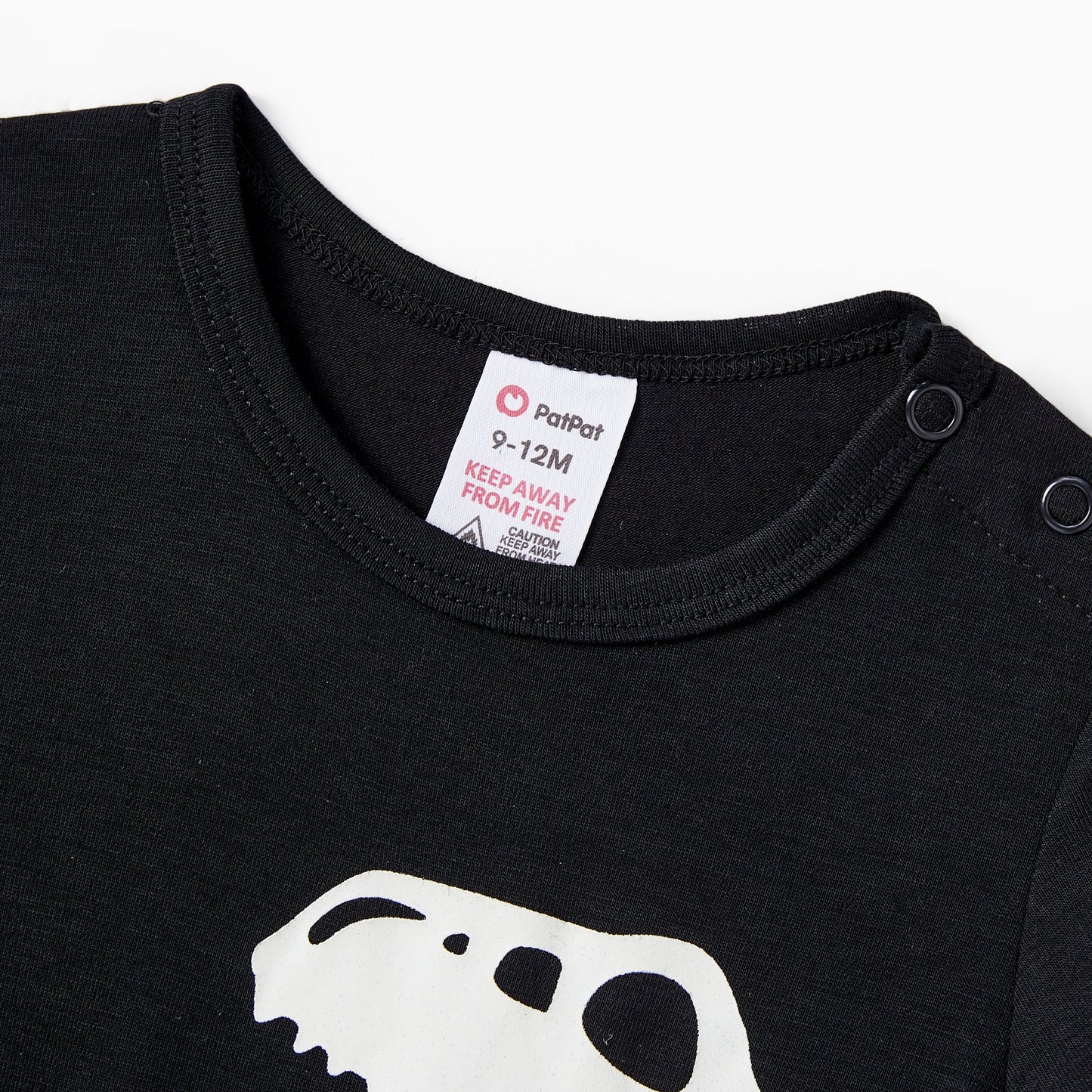Tee Plaid Dinosaur Skeleton Romper with Snap Buttons Glow in the Dark