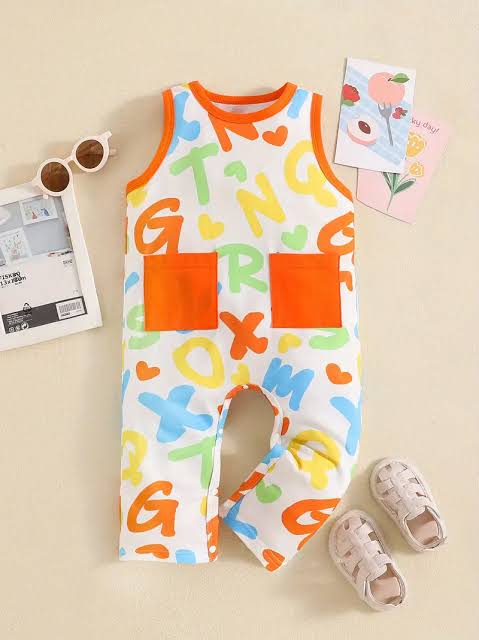 Baby Cotton pocket sleeveless Jumpsuit