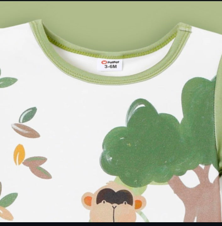 Baby boy bear embroidered romper