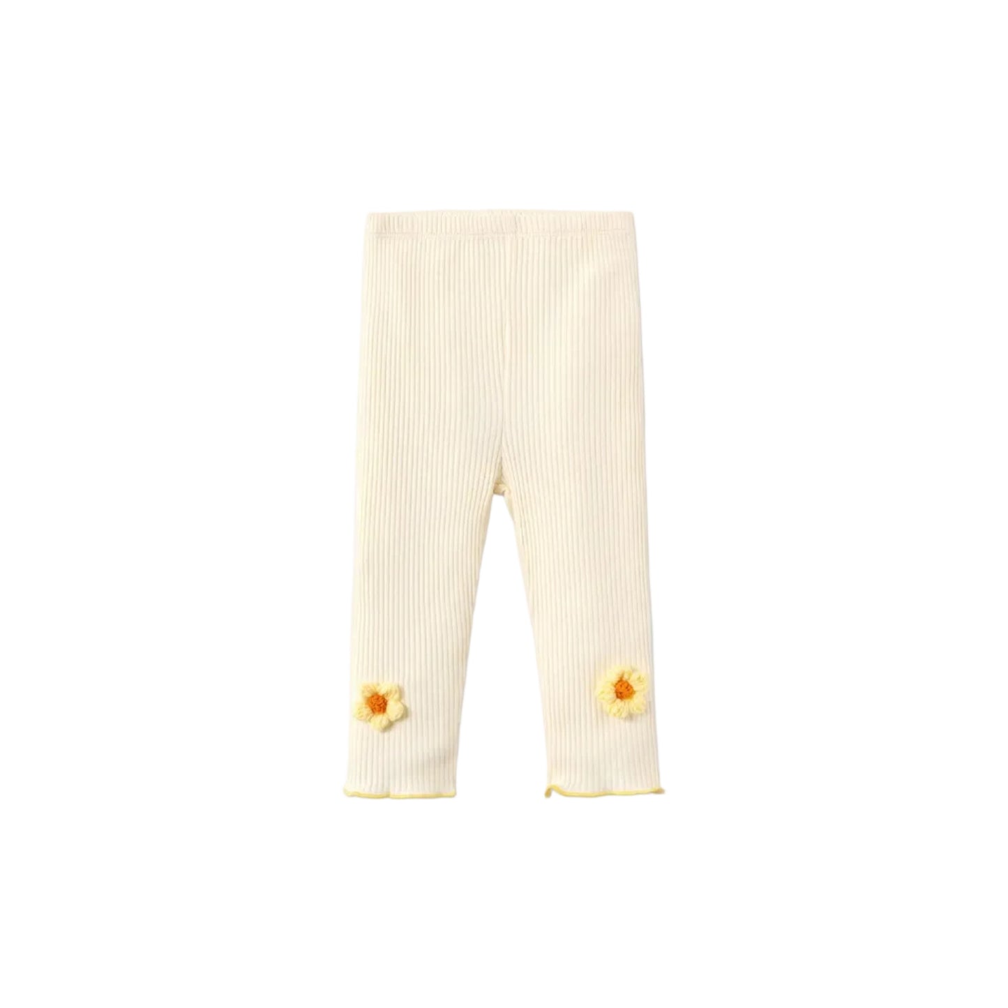 PATPAT Baby Girl Knit Cotton Flower Pants Solid Color Legging