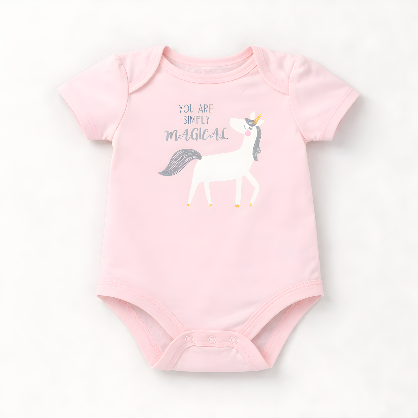 Baby Girl 4-Piece Unicorn Bodysuit Outfit Set with Printed Leggings, Headband & Shoes 042LH