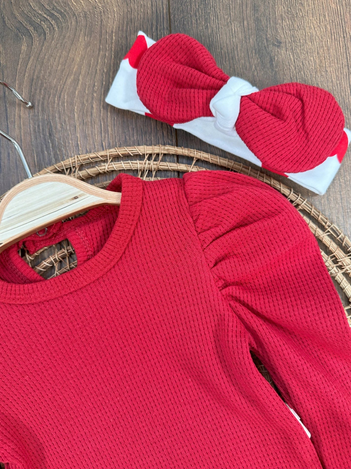 Solid Red Long-Sleeve Baby Bodysuit