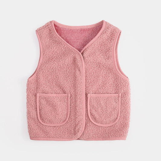 Solid Warm Thick Spring Winter Sleeveless Vest Clothes Coat Zipper with Pocket