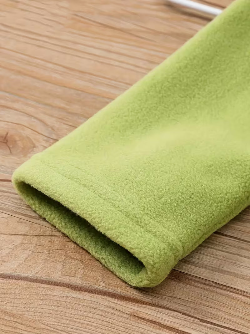 Autumn Polo Shirt for Boys with Mid-High Neck, Warm Collar and Long Sleeves / Unisex Fleece Sweatshirt, Solid Color, Modern and Versatile for Children