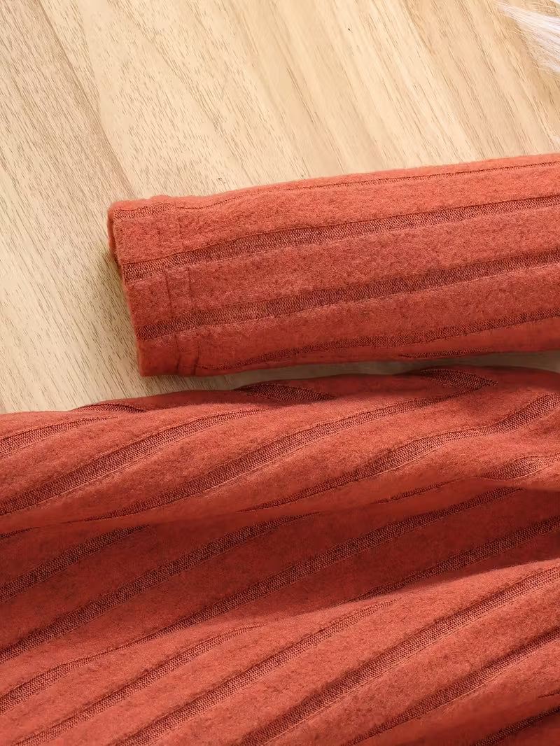 Girls' High Neck Solid Color Knitted Dress