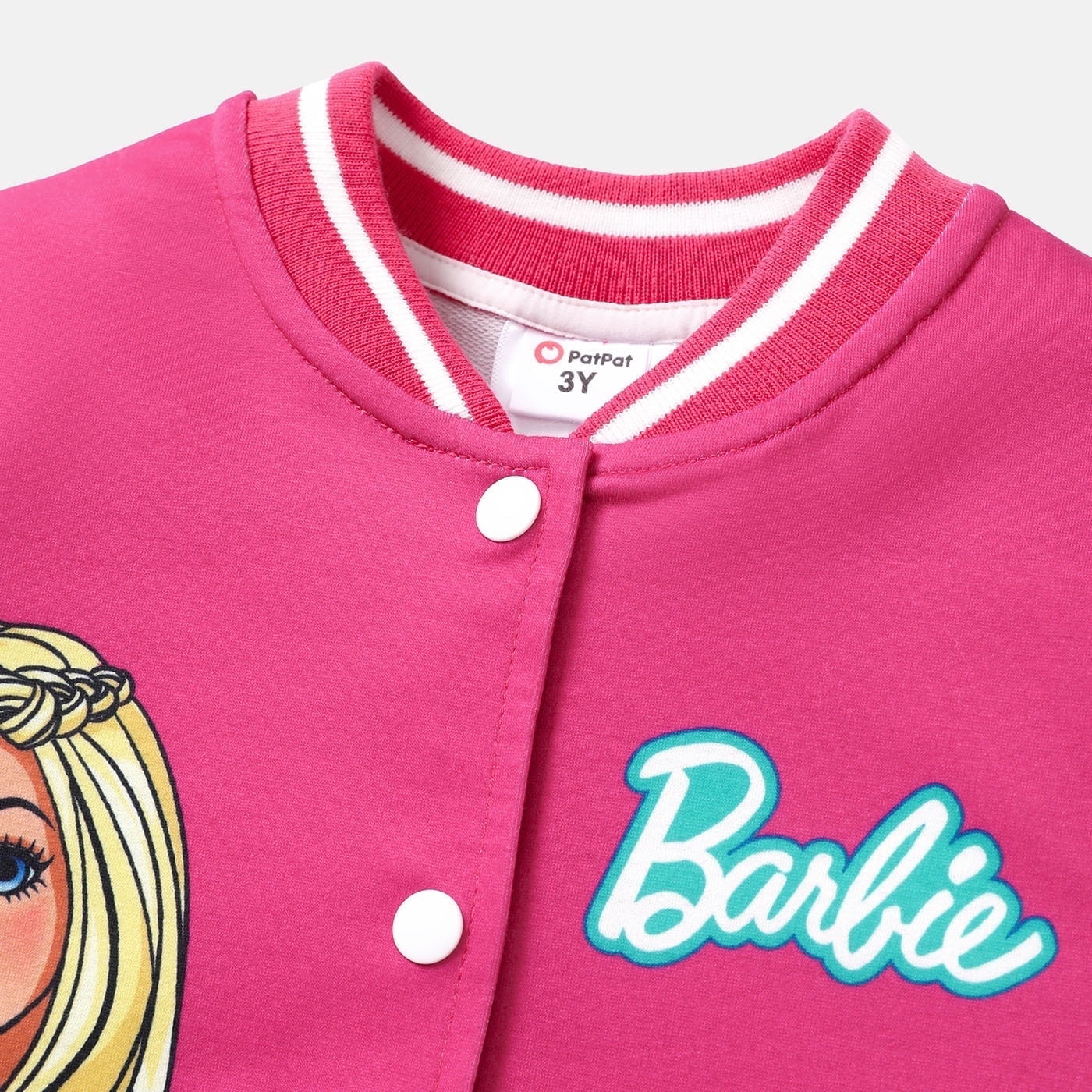 Barbie Girls Bomber Jacket Graphic and Letter Print Colorblock Lightweight Varsity Jacket