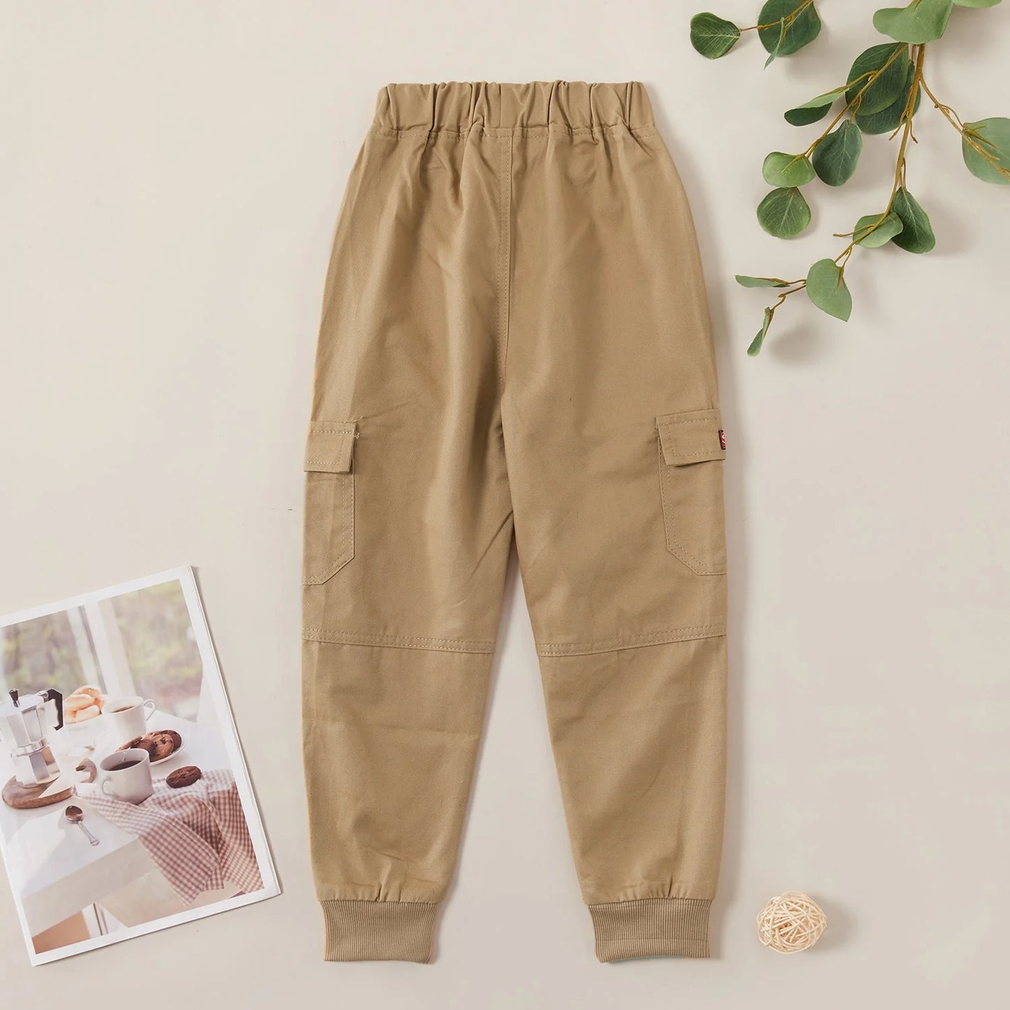 Boys Cargo Pants with Pocket Cotton Solid