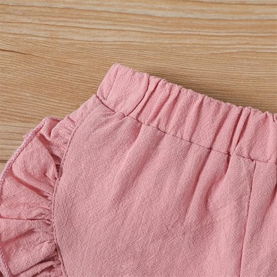 Cotton Solid Ruffle Trim Shorts