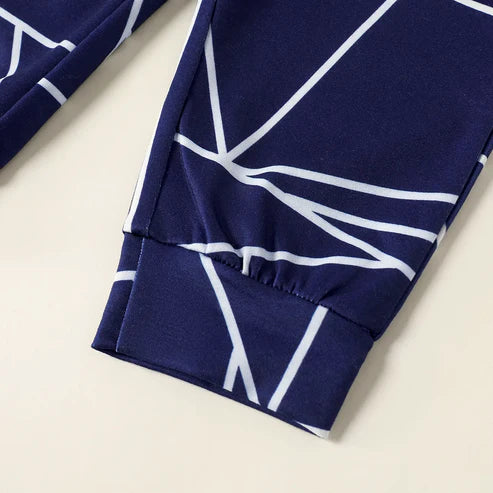 Leather Patch Baby Boy Design Geometric Print Pants