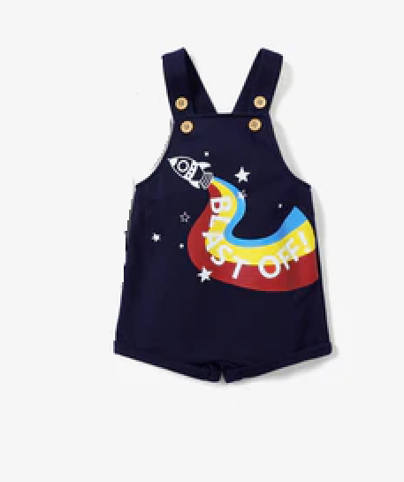 Baby Rocket Print Overalls Set