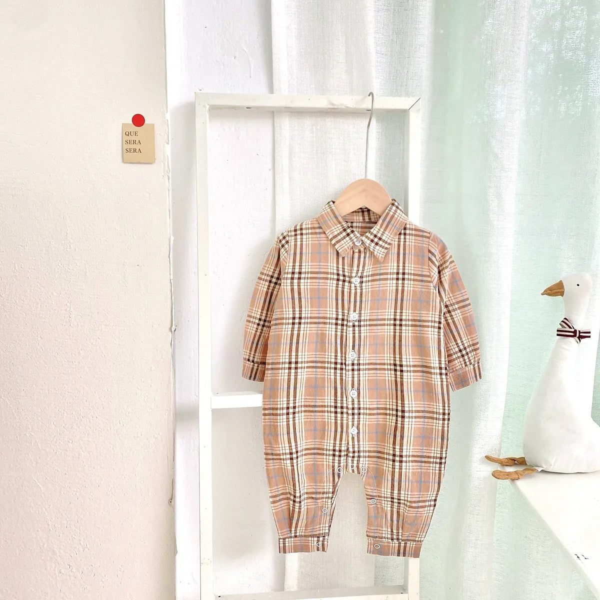 Winter Check Long Sleeve Jumpsuit