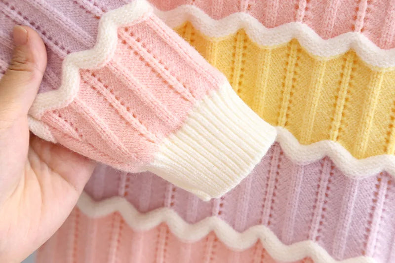Girls Colorful Stripes Sweater