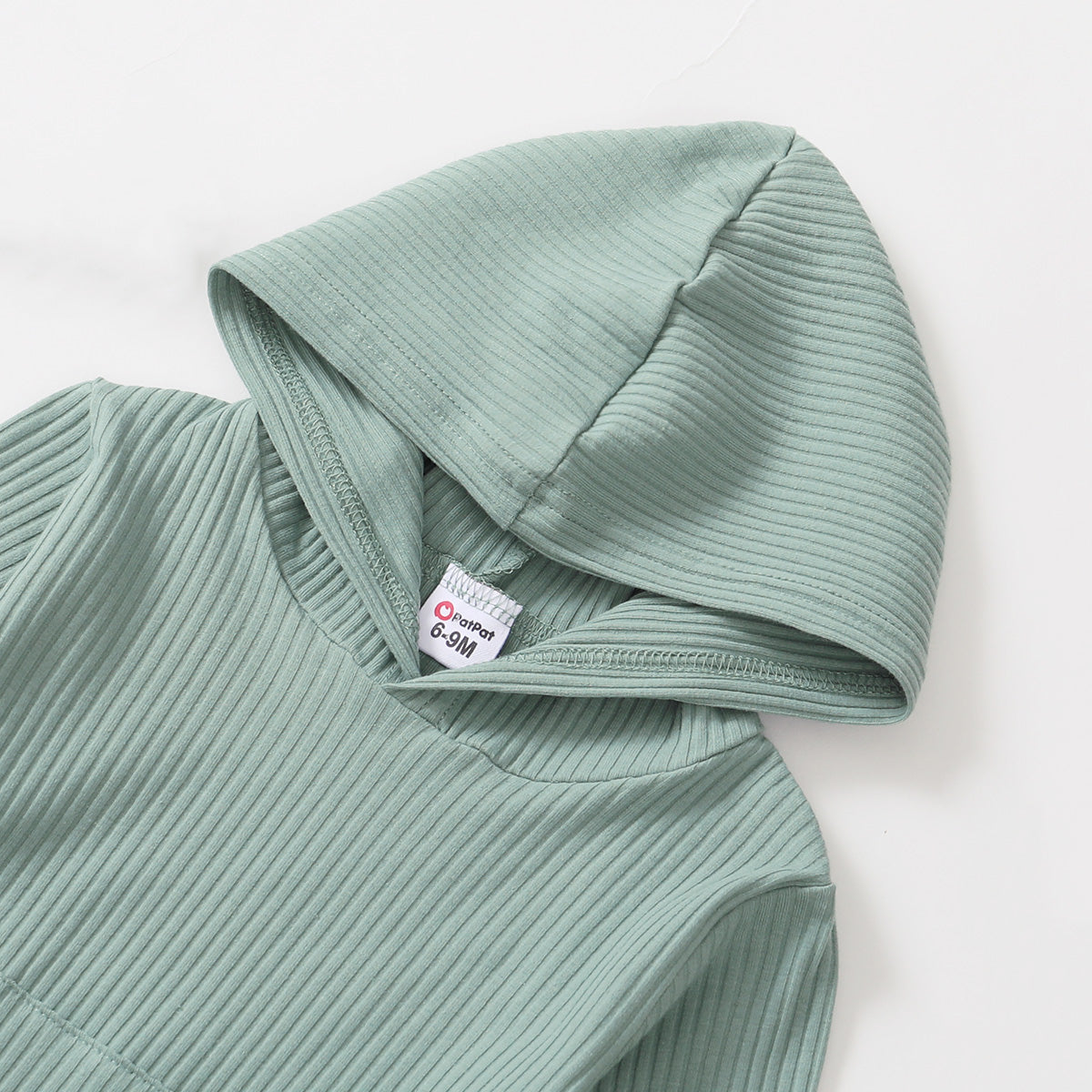 Cotton Ribbed Long-sleeve Hoodie and Pants Set